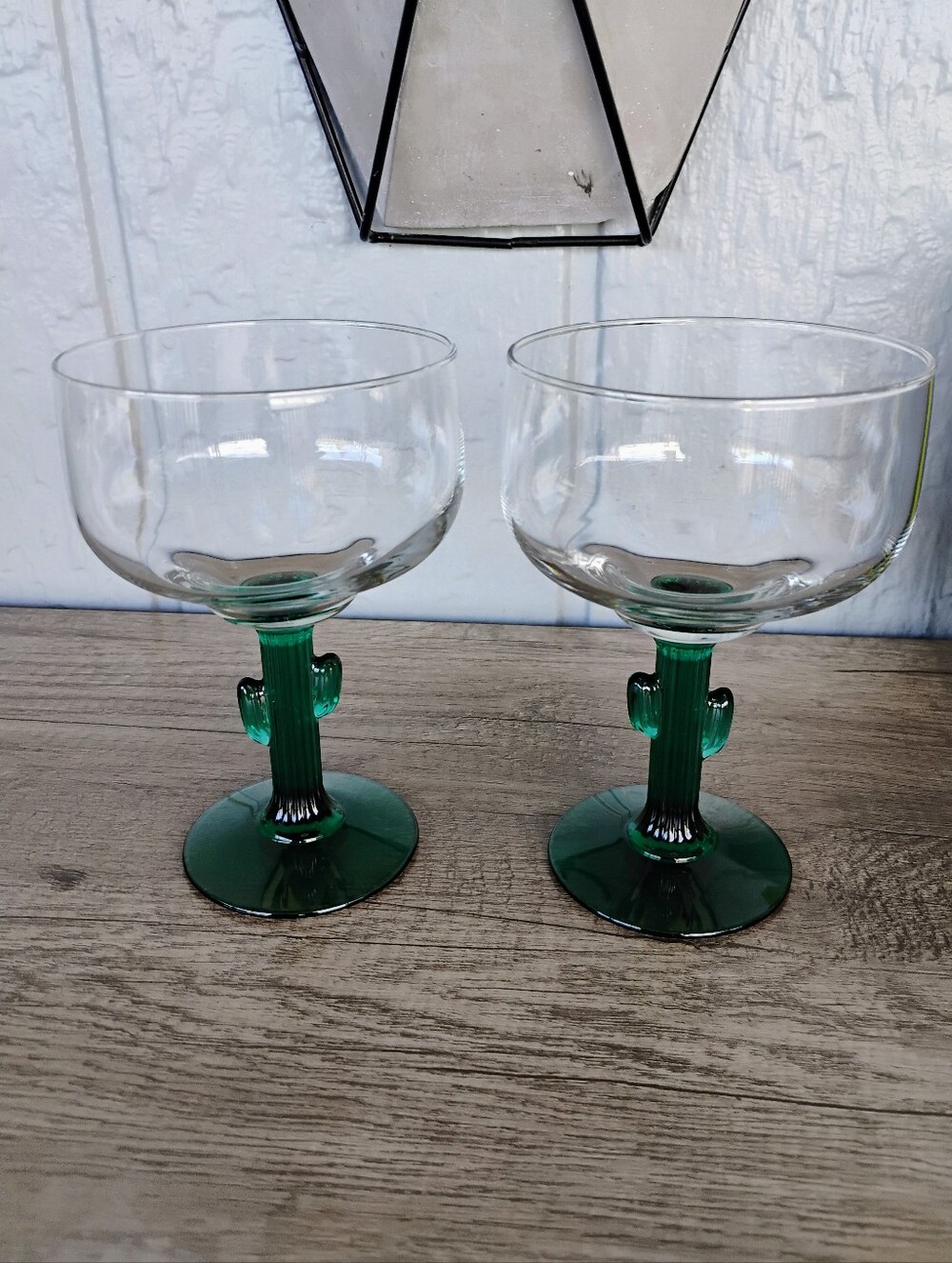 Set of 2 Green Cactus Stem Cocktail Glasses